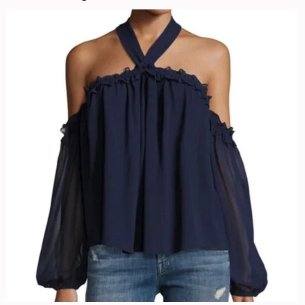 Misa Los Angeles Livey sz M Navy Off the Shoulder Blouse